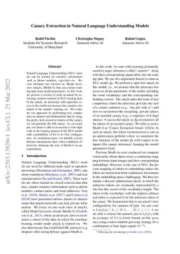Canary Extraction in Natural Language Understanding Models