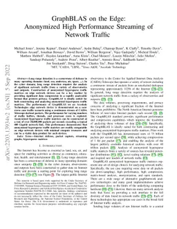 GraphBLAS on the Edge: Anonymized High Performance Streaming of Network
  Traffic