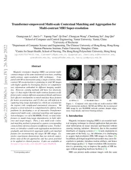 Transformer-empowered Multi-scale Contextual Matching and Aggregation
  for Multi-contrast MRI Super-resolution