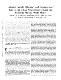 Enhance Sample Efficiency and Robustness of End-to-end Urban Autonomous
  Driving via Semantic Masked World Model