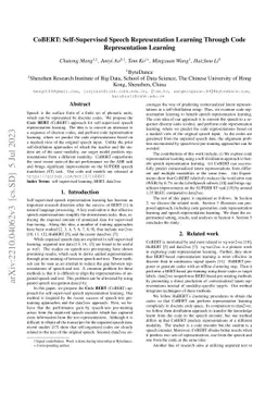CoBERT: Self-Supervised Speech Representation Learning Through Code
  Representation Learning