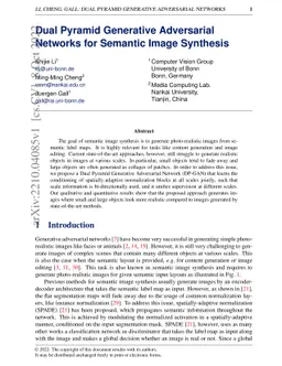 Dual Pyramid Generative Adversarial Networks for Semantic Image
  Synthesis