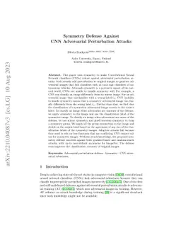 Symmetry Defense Against CNN Adversarial Perturbation Attacks