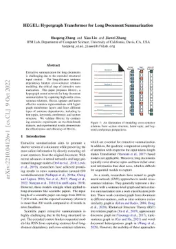 HEGEL: Hypergraph Transformer for Long Document Summarization