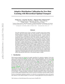Adaptive Distribution Calibration for Few-Shot Learning with
  Hierarchical Optimal Transport