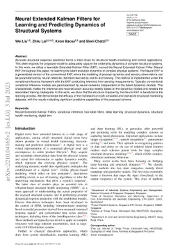 Neural Extended Kalman Filters for Learning and Predicting Dynamics of
  Structural Systems