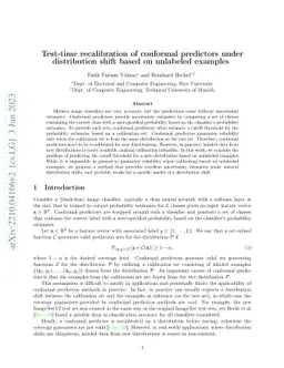 Test-time Recalibration of Conformal Predictors Under Distribution Shift
  Based on Unlabeled Examples