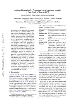 Analogy Generation by Prompting Large Language Models: A Case Study of
  InstructGPT