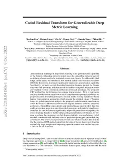 Coded Residual Transform for Generalizable Deep Metric Learning