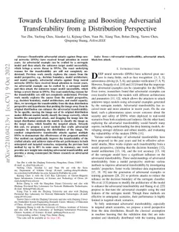 Towards Understanding and Boosting Adversarial Transferability from a
  Distribution Perspective