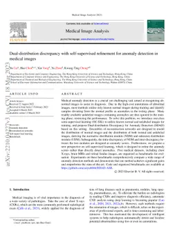 Dual-distribution discrepancy with self-supervised refinement for
  anomaly detection in medical images