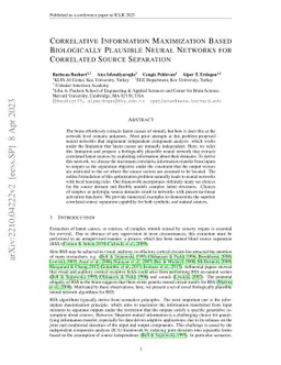 Correlative Information Maximization Based Biologically Plausible Neural
  Networks for Correlated Source Separation