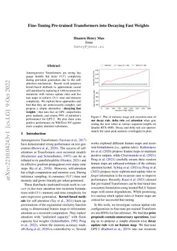 Fine-Tuning Pre-trained Transformers into Decaying Fast Weights
