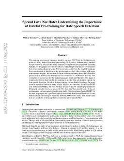 Spread Love Not Hate: Undermining the Importance of Hateful Pre-training
  for Hate Speech Detection