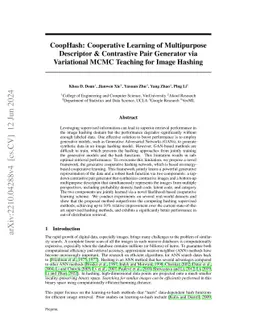 CoopHash: Cooperative Learning of Multipurpose Descriptor and
  Contrastive Pair Generator via Variational MCMC Teaching for Supervised Image
  Hashing