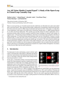 Are All Vision Models Created Equal? A Study of the Open-Loop to
  Closed-Loop Causality Gap