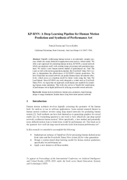 KP-RNN: A Deep Learning Pipeline for Human Motion Prediction and
  Synthesis of Performance Art