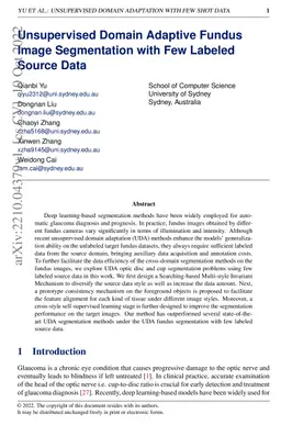 Unsupervised Domain Adaptive Fundus Image Segmentation with Few Labeled
  Source Data