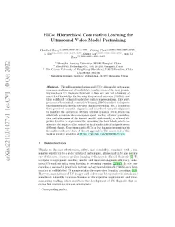HiCo: Hierarchical Contrastive Learning for Ultrasound Video Model
  Pretraining