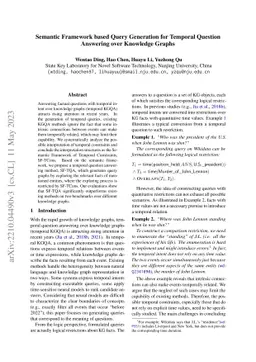 Semantic Framework based Query Generation for Temporal Question
  Answering over Knowledge Graphs