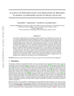 A survey of Identification and mitigation of Machine Learning
  algorithmic biases in Image Analysis