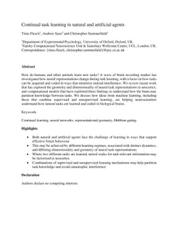 Continual task learning in natural and artificial agents