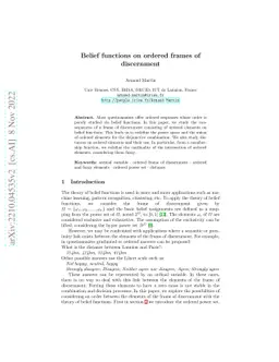 Belief functions on ordered frames of discernment