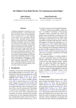 Do Children Texts Hold The Key To Commonsense Knowledge?