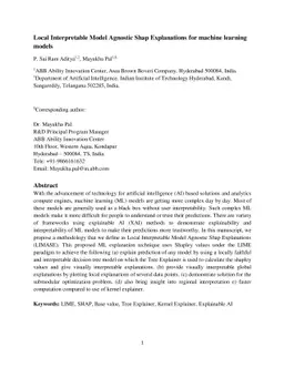 Local Interpretable Model Agnostic Shap Explanations for machine
  learning models