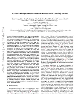 BAFFLE: Hiding Backdoors in Offline Reinforcement Learning Datasets