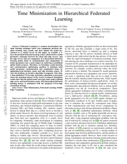 Time Minimization in Hierarchical Federated Learning