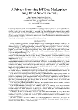 A Privacy Preserving IoT Data Marketplace Using IOTA Smart Contracts