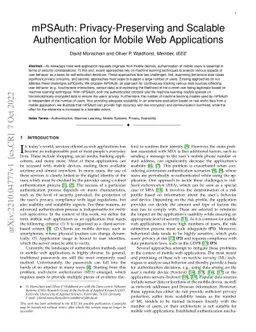 mPSAuth: Privacy-Preserving and Scalable Authentication for Mobile Web
  Applications