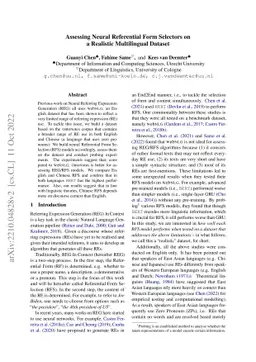 Assessing Neural Referential Form Selectors on a Realistic Multilingual
  Dataset