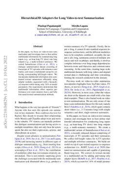 Hierarchical3D Adapters for Long Video-to-text Summarization