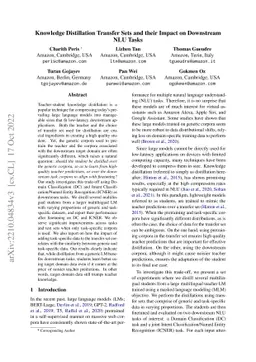 Knowledge Distillation Transfer Sets and their Impact on Downstream NLU
  Tasks