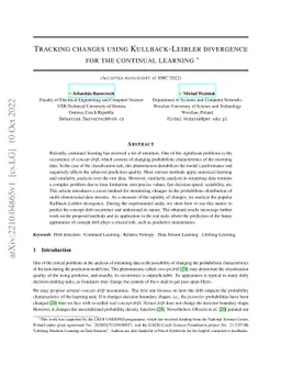 Tracking changes using Kullback-Leibler divergence for the continual
  learning