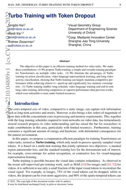 Turbo Training with Token Dropout