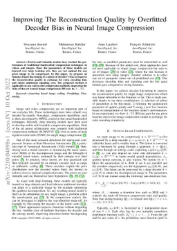Improving The Reconstruction Quality by Overfitted Decoder Bias in
  Neural Image Compression