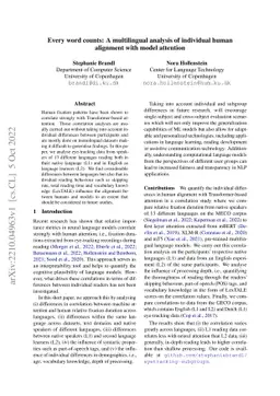 Every word counts: A multilingual analysis of individual human alignment
  with model attention