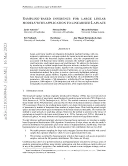 Sampling-based inference for large linear models, with application to
  linearised Laplace
