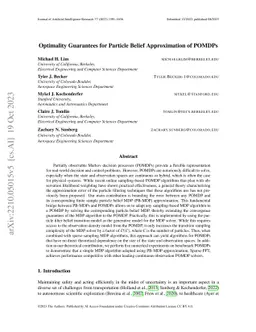 Optimality Guarantees for Particle Belief Approximation of POMDPs
