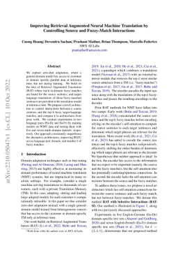 Improving Retrieval Augmented Neural Machine Translation by Controlling
  Source and Fuzzy-Match Interactions