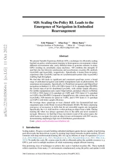 VER: Scaling On-Policy RL Leads to the Emergence of Navigation in
  Embodied Rearrangement