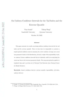 On Uniform Confidence Intervals for the Tail Index and the Extreme
  Quantile