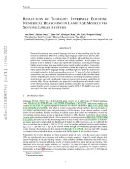 Reflection of Thought: Inversely Eliciting Numerical Reasoning in
  Language Models via Solving Linear Systems