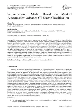 Self-supervised Model Based on Masked Autoencoders Advance CT Scans
  Classification