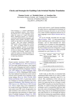 Checks and Strategies for Enabling Code-Switched Machine Translation