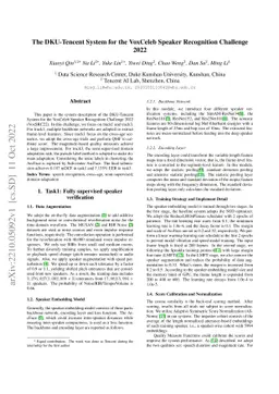 The DKU-Tencent System for the VoxCeleb Speaker Recognition Challenge
  2022