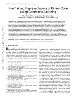 Pre-Training Representations of Binary Code Using Contrastive Learning